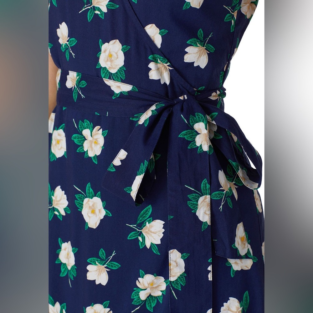 Draper James Navy Floral Flutter Wrap Dress - Picture 5 of 10